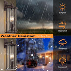 2-Pack 16" Large Outdoor Wall Light Fixtures, 2-Light Exterior Front Porch Light, Brushed Outdoor Sconce Lights, Waterproof Farmhouse Lamp Lighting (Bronze, 16in No Sensor)