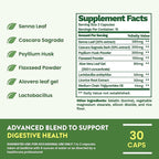 15 Day Advanced Colon Cleanse, Probiotics & Natural Herbs, Supports Detox & Gut Flora for Women & Men, with Cascara Sagrada, Psyllium Husk & Senna Leaf, 30 Capsules 1-2 Daily | 15 Day Cleanse