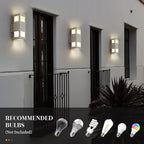 harriet Porch Lights Outdoor Modern - IP64 Waterproof Aluminum and Tempered Glass Cover, 13" Rectangular Up/Down Wall Sconce for Porch, Garage & Patio, Exterior Lighting, White