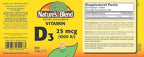 Nature's Blend Vitamin D3 1000 IU 300 Tablets