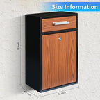 Locking Wall-Mount Mailbox, Wood Vintage Metal Mailboxes for Outside, Security Drop Box with Lock, Large Capacity Mounted Mailbox, Heavy Duty Thickened Mailbox
