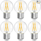Dimmable G16.5 Light Bulb 4000K Neutral White, 4W, 40 watt Equivalent, E26 LED Globe Bulb, Round Edison Bulbs for Ceiling Fan, Chandeliers, 90+CRI 400LM, 6 Pack