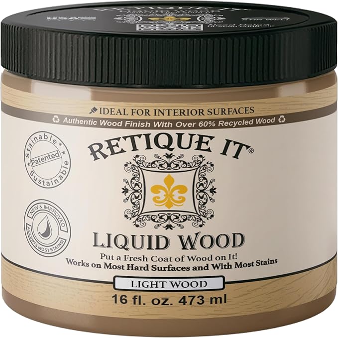 Retique It New and Improved Formula Liquid Wood Coatings - Stainable Primer - Paint It then Stain it (Light Wood, Medium)