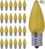 GoodBulb C9 Yellow Diamond Faceted Holiday Light Bulbs 0.6W Yellow LED Light Bulb Intermediate E17 Base 60 Lumens Christmas Lights Bulbs Ideal for Holiday Decorations Pack of 25 Bulbs