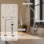 FORIOUS Vintage Kitchen Faucet Pull Down Sprayer Brushed Nickel Stainless Steel, High Arc Single Handle Antique Sink Faucet 1 or 3 Holes for Pot Filler, Farmhouse Camper RV Wet Bar