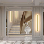 Aipsun Outdoor Wall Sconce 30W LED Modern Porch Patio Wall Light Fixture Gold Exterior Wall Lights Long Strip Frosted White Acrylic 3000K for House Living Room Corridor(2 Packs)