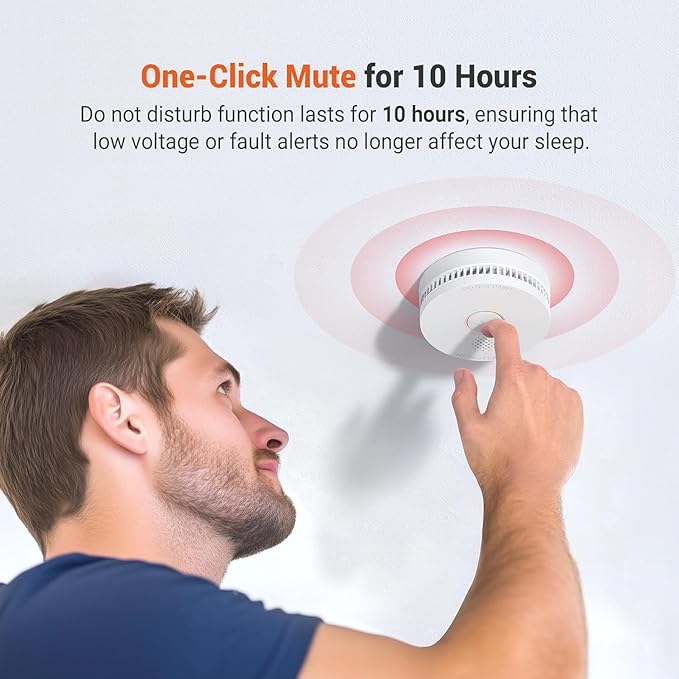 Jemay Smoke Detector Fire Alarms 9V Battery Operated with Photoelectric Sensor & Silence Button,10 Year Long Life Smoke Alarm Fire Detectors Easy to Install,12 Packs