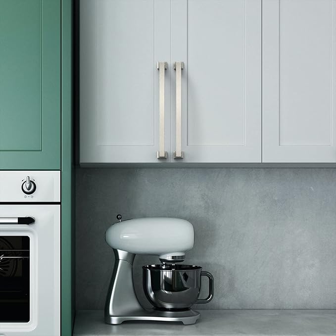 Asidrama 10 Pack 6.3 Inch(160mm) Hole Centers Kitchen Cabinet Handles, Brushed Satin Nickel Cabinet Pulls Kitchen Cabinet Hardware for Cupboard Drawer Pulls