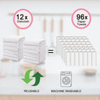 kimteny Kitchen Cloth Dish Towels, 13x28 Inches Premium Dishcloths, Super Absorbent Coral Velvet Microfiber Cleaning Cloths, Fast Drying Rags for Washing Dishes (13x28-12 Pack, White)