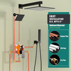 Enga Shower System Dual Shower Heads with 10+6" Dual Rain Shower Head with Handheld Spray for Two People, Wall Mount Shower Faucet Set with Valve Kit, Matte Black