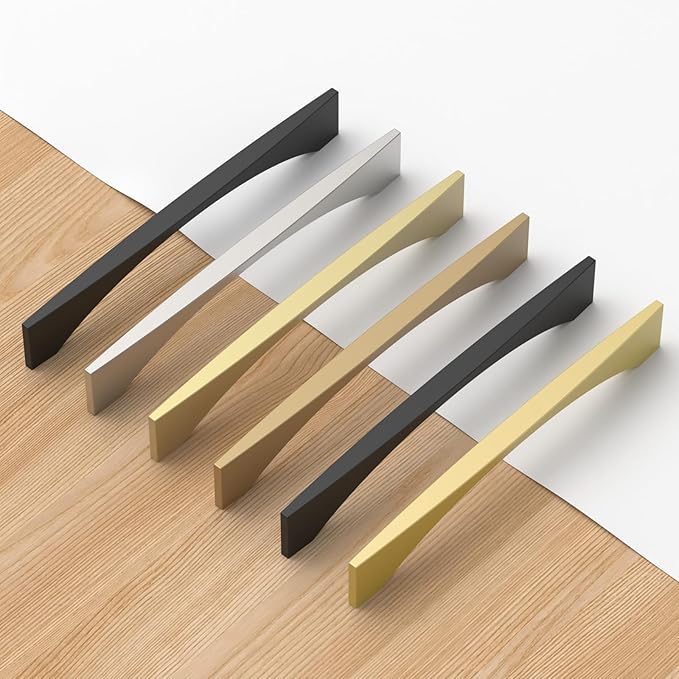 Asidrama 2030 10 Pack 6.3 Inch(160mm) Brushed Gold Kitchen Cabinet Handles, Vintage Retro Cabinet Pulls Kitchen Cabinet Hardware for Cupboard Drawer Pulls