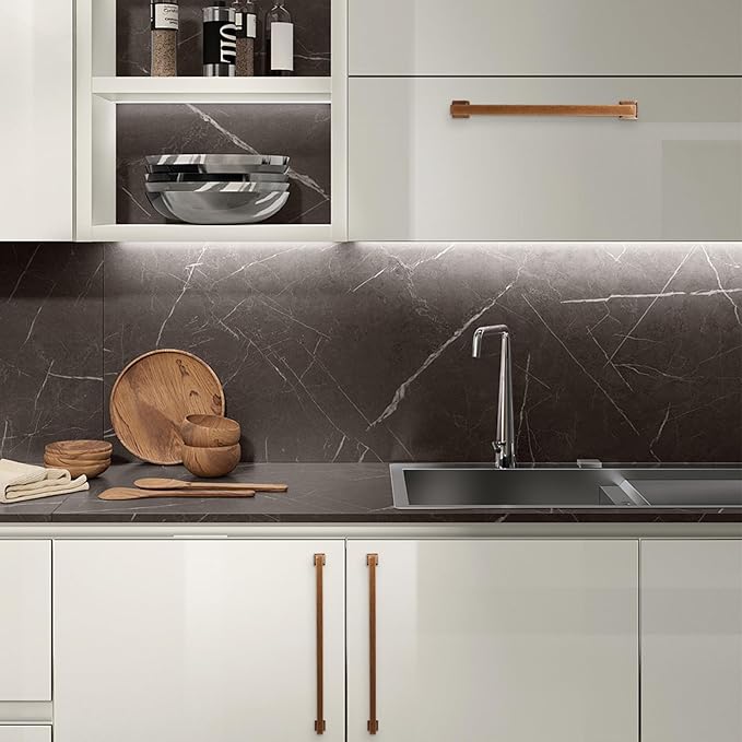 COTYKILEY 6 Pack 15Inch(381mm) Antique Brass Cabinet Handles - Vintage Drawer Pulls Aged Gold Bronze Kitchen Cabinet Hardware