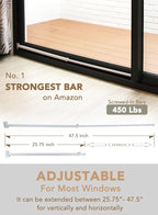 Greatim GT-DB003 Sliding Door Security Lock Bar Adjustable, Child Proof Safety Door Lock Bar, Fits Most Sliding Glass Doors, Bar Lock for Glass Door, Door/Windows Bar Lock Adjustable (25.75"- 47.5")