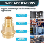 (Pack of 30) Seelink 3/4"Press x 3/4"Pex Crimp Coupling Brass Adapter, Press Fittings For Copper and Pex Pipe Connection(PEX1807346-30Pack)