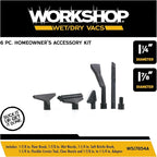 WORKSHOP Wet/Dry Vacs Vacuum Accessories WS17854A Homeowner DIY Kit for Wet Dry Vacuum Cleaners, 1-1/4-inch and 1-7/8-inch Shop Vacuum Attachments with 1-7/8-inch Hose Adapter, for General Cleaning