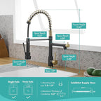 AIMADI Kitchen Faucet,Black and Gold Kitchen Faucet with Sprayer,Commercial Style Matte Black Single Handle Single Hole Kitchen Sink Faucet