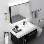 Bathroom Towel Bar Holder Sets Black and Polished 4-Piece Bathroom Hardware Set Stainless Steel Bath Accessories Kit. Wall Mounted,23.6 Inch