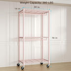 FUTASSI P1 Medium Heavy-Duty Portable Closet, 30" W x 14" D x 76" H, Metal Rolling Clothing Rack, Pink