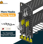 Warome Garage Power Tool Organizer with 8-Outlet Power Strip, Tool Storage Rack Wall Mount with 8 Cordless Drill Holders, Tool Organization Shelf with Charging Station in Black