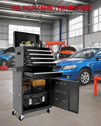 2 in 1 Tool Chest with 5 Drawers, Tool Cart with 7 Organizer Tray Divider Set & Wheels, Large Rolling Tool Box Organizer for Garage, Workshop, Home Crafts