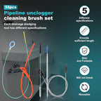 16 PackPipe Cleaner Brush Set Flexible Sink Drain Unclogging Tool Multi Functional Bathroom Kitchen Clog Remover Hair Removal Tool for Bathrooms Kitchens and Shower Rooms