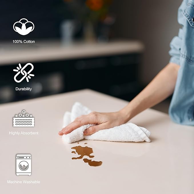 100% Cotton Terry Towels - Pack of 500 (12x12 Inches) White Cotton Terry Cloth Bar Rags, Multipurpose High Absorbent Cleaning Cloths for Auto Detailing or Painters