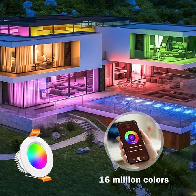 inShareplus 2 Inch Smart Recessed LED Lights, WiFi Downlight 5W 120V, Dimmable RGBCW 2700-6500K Color Changing Ceiling Lighting, Compatible with Alexa/Google, Can Lights with LED Driver 1Pack