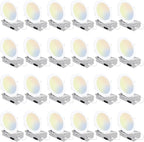 24 Pack 5CCT Ultra-Thin LED Recessed Lighting 6 Inch, Downlight with Junction Box, 2700K/3000K/4000K/5000K/6500K Selectable, 12W 110W Eqv, Dimmable Wafer Lights, 1050LM Canless LED Recessed Light, ETL