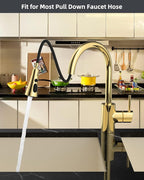 Hibbent 3-Function Pull Down Kitchen Faucet Head Replacement with 12 Adapters, NSF/ANSI/CAN 61 & CUPC Certified Sink Spray Nozzle, Compatible with Moen, Delta, Kohler Faucets, Polished Brass