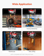 VEVOR Electric Hoist 1760lbs with 14ft Wired Remote Control, Electric Hoist 110 Volt with 40ft Single Cable Lifting Height Motor, for Garage Warehouse Factory