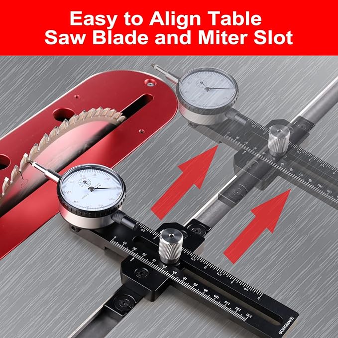 Table Saw Gauge Dia Indicator for Table Saw and Band Saw,0.01mm Accuracy Calibration Tool,Table Saw Jig Guide Fits for 3/4" T Slot U Slot,Table Saw Accessories for Woodworking,Machinery