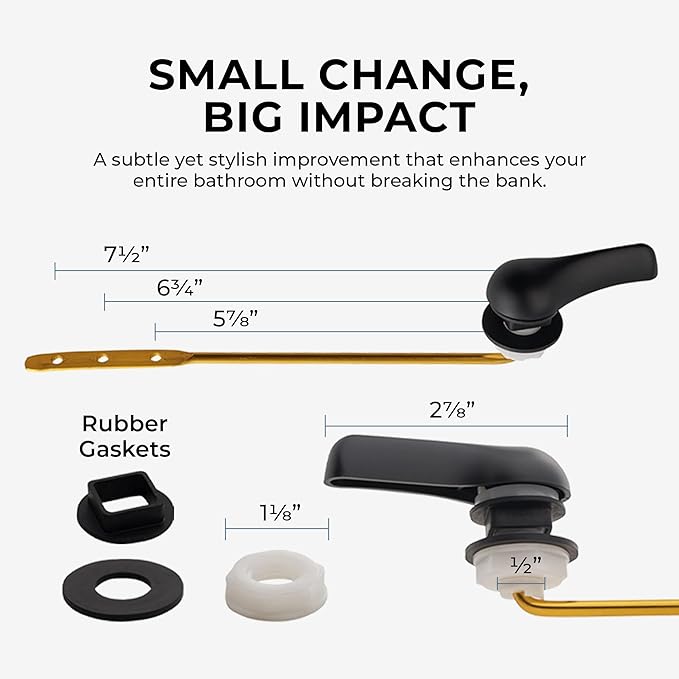 Qualihome Black Toilet Handle - Front Mount Matte Black Toilet Flush Handle Lever Replacement - Universal Fit - Durable Design - Easy Installation - Ideal for Most Front Mount Toilets