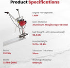 1.4HP Concrete Power Screed with 10ft Aluminum Boards, Vibrating Screed Concrete Tool 8000RPM with Adjustable armrests and brackets for Construction