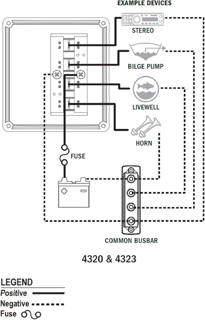 Blue Sea Systems 4320 Water-Resistant Circuit Breaker Switch Panel, Gray, 4 Positions
