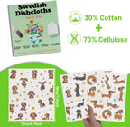 Dachshund Dog Gifts Swedish Dishcloths, 6 Pack Swedish Dish Cloths for Kitchen, Dog Absorbent Reusable Cellulose Sponge Cloths Kitchen Towels