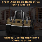 20 IN Large Tool Bag For Men Heavy Duty, Drill Bag Tool Bag Organizer, Wide Mouth Waterproof Hard Bottom Multiple Pockets Tool Tote, Tool Caddy, Maintenance