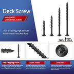 #8 x 3/4" Deck Screws (2208Pcs) 8lb. Exterior Wood Screws. Carbon Steel, Black, Flat Head, Rust Resistant epoxy Coated, with T25 Star Bit