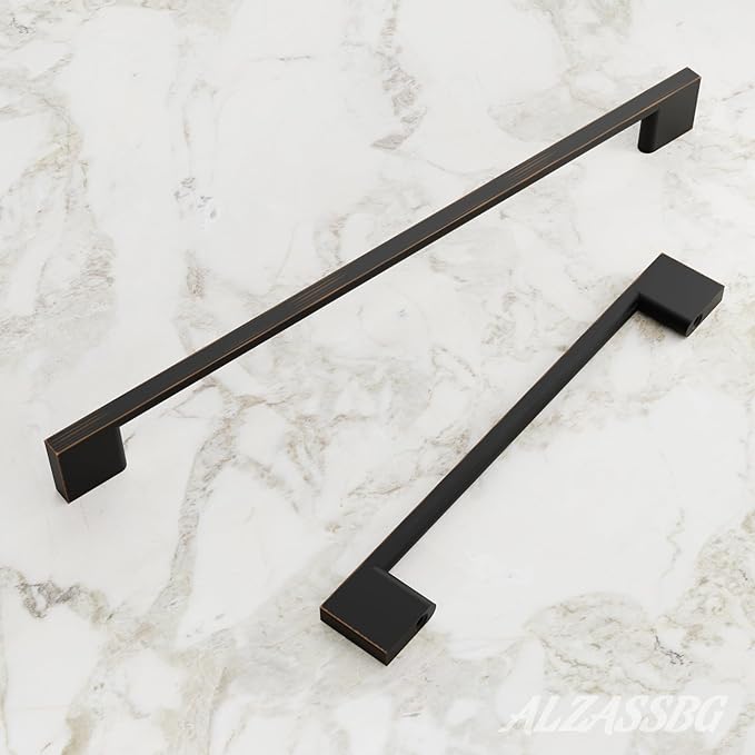 Alzassbg 5 Pack Oil Rubbed Bronze Cabinet Pulls, 6.3 Inch(160mm) Hole Centers Rectangle Cabinet Handles Kitchen Pulls for Drawers and Cabinets AL3051ORB