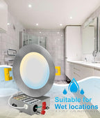 NUWATT 12 Pack 6 Inch Ultra Thin LED Recessed Lighting, Selectable 2700K/3000K/3500K/4000K/5000K, High Brightness 1050 Lumens, Dimmable, IC Rated, Brushed Nickel Canless LED Wafer Lights, Metal J-Box