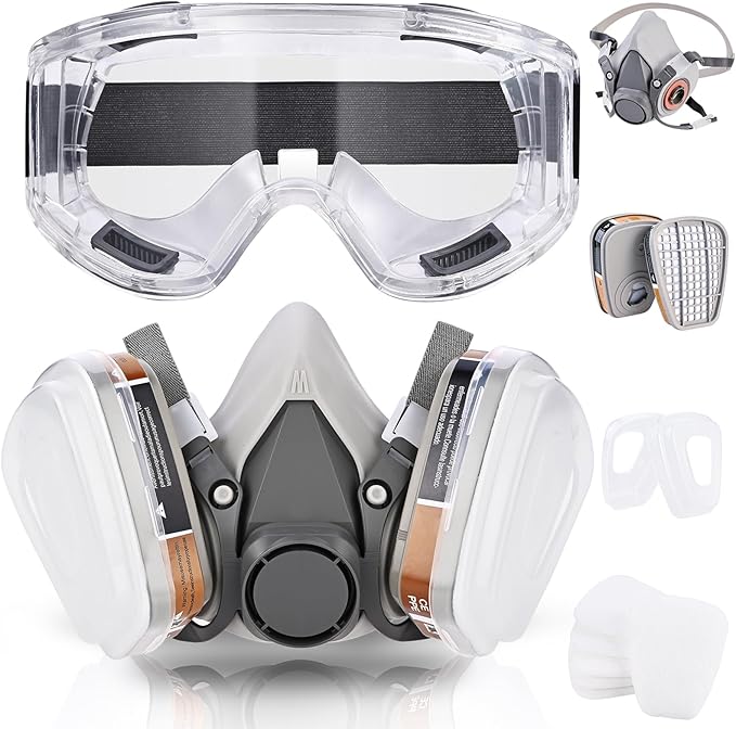 Half & Full Face Respirator Mask with Filters, Gas Masks for Construction Work, Paint, Dust, Spray, Welding, Sanding