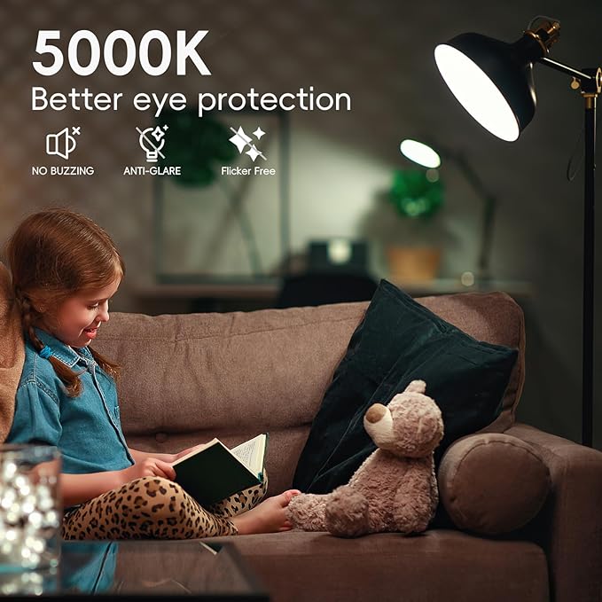 Jensense Edison Light Bulbs E26 LED Bulb 60 watt Equivalent Dimmable Light Bulbs 5000K Daylight Cool White Vintage 7W Edison Bulbs 110V 120V 800 Lumen CRI90, 8 Pack