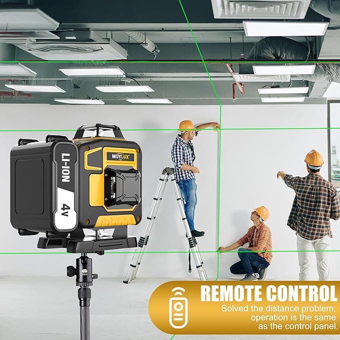 16 Laser Level with 1M Tripod, 4x360° Laser Line, Green Cross Line Laser with Tripod Self-Leveling, Lazer Leveler Tool for Picture Hanging laserpower<1mW, 2 Batteries