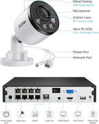 ZOSI 5MP 8CH Wired PoE Security Camera System with Audio, 4pcs Outdoor PoE Cameras, Night Vision, H.265+ 8 Channel 5MP 3K Home NVR with 1TB HDD for 24/7 Recording, No ISED is Provided