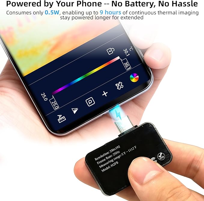 Mini Thermal Camera for Android, Small Thermal Imager for Smartphone, 512x384 Super IR Resolution, 256x192 IR Resolution, Infrared Camera for Home Inspection, HVAC, Automotive