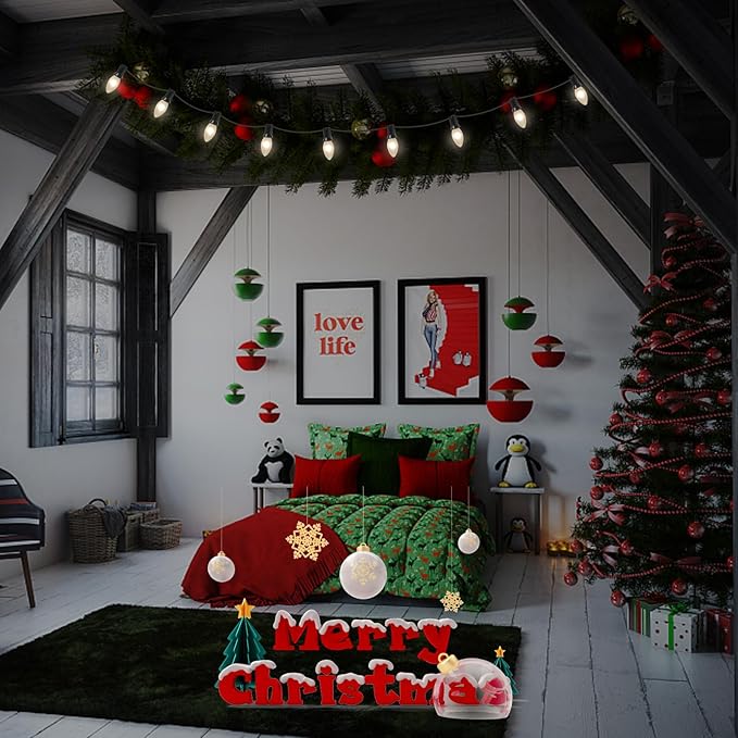 C9 Christmas Replacement Light Bulbs, White Christmas Bulb Frosted White Night Light for Indoor Outdoor Patio Xmas Halloween Party String Light, 7W Incandescent, C9/E17 Intermediate Base, 25 Pack