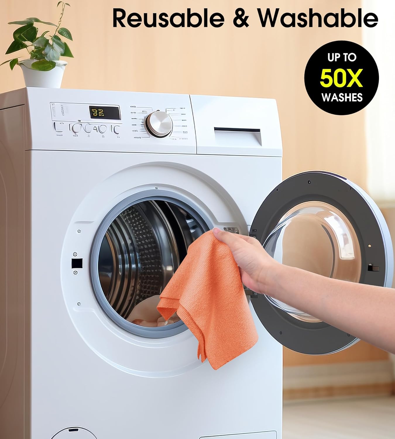 KitchLife Microfiber Cleaning Cloth Roll, 100 Pack - Tear-Away Microfiber Paper Towels, Lint-Free, Reusable, Washable for Kitchen, Car, Dishes, and Sensitive Surfaces (Coral)