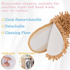 Cartoon Dog Mop Slippers Microfiber Clean Dusting Slippers Detachable Mopping Shoes for Office Home Room (Khaki)