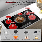 ThermoMate 36 Inch Electric Cooktop, 5 Burners Knob Control Built-in Ceramic Cooktop, 30" Radiant Electric Stove Top of 9000W with 9 Heat Levels, Hot Surface Indicator, 220-240v, Hard Wired