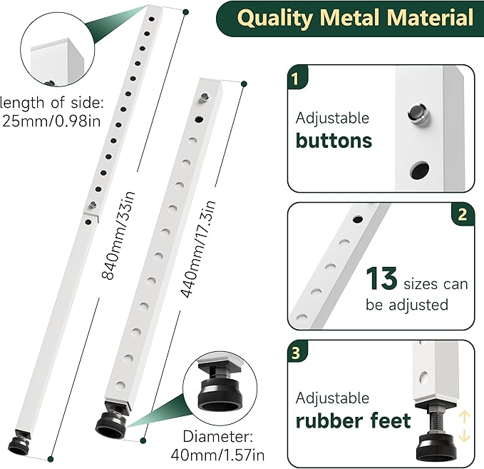 Window Security Bars Adjustable, Window Bars Security Inside Vertical, Heavy Window Ac Lock Bar with Rubber Feet for Up and Down Windows, 17-33 inch Double Hung Window Stopper -2 PCS Patented