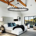 Large black wagon wheel chandelier 64 inch,36-Light Farmhouse wagon Wheel Chandeliers Round Industrial ceiling light fixtures for outdoor porch high ceilings Living Dining Room Foyer Entryway